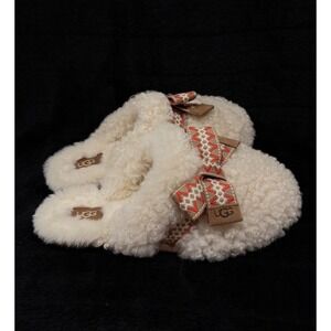 NEW AUTHENTIC UGG Maxi Curly Genuine Shearling Scuff Slipper Cream White SIZE 8